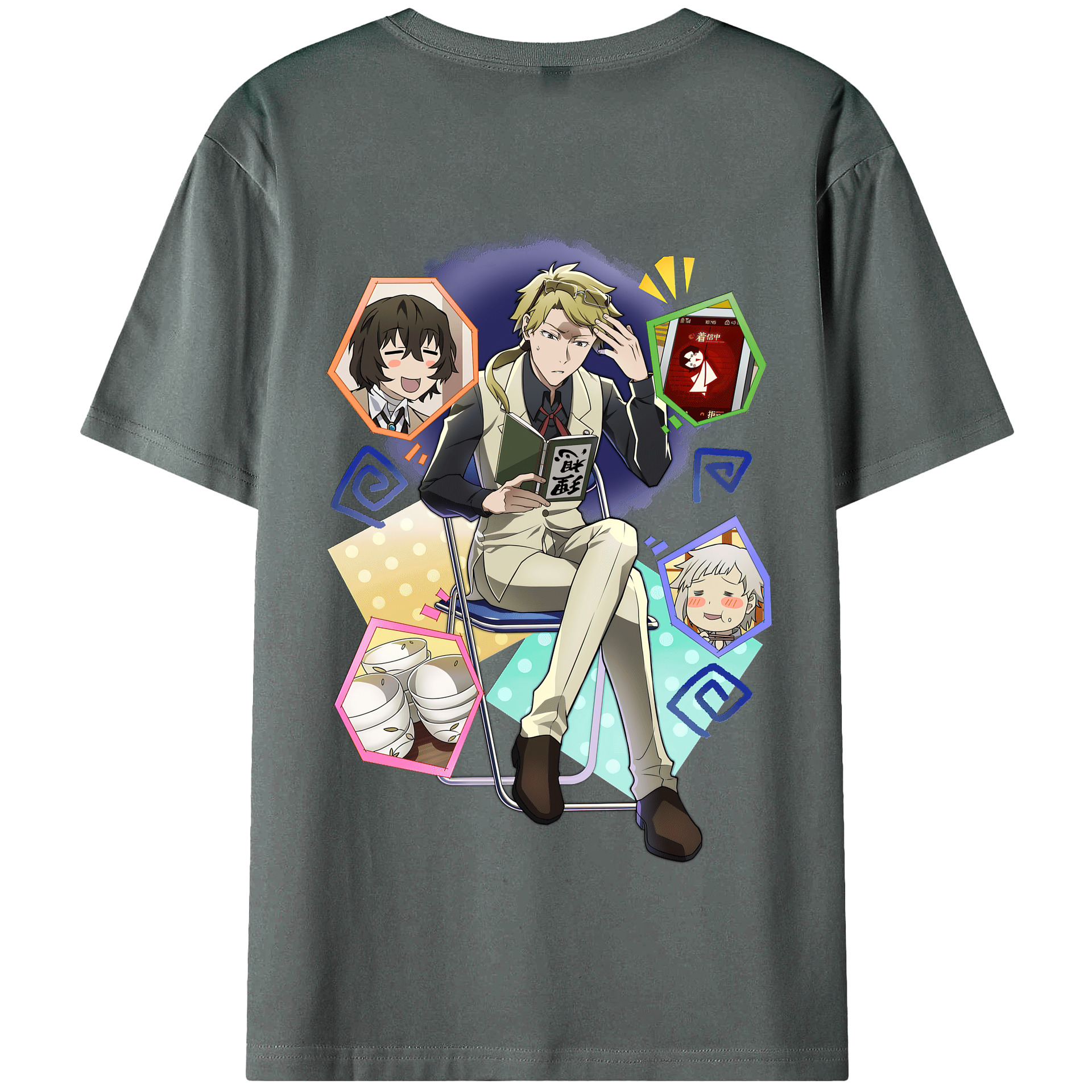（画像用） 文豪ストレイドッグス Bungo Stray Dogs 綿100％半袖Tシャツ（背面プリント）